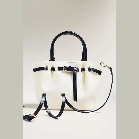 NEW Mini Canvas Belted Tote - Neutral/ Black by Anthropologie